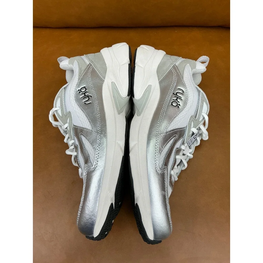Ryka Skyrise Walking Sneaker Womens 9.5W Silver Metallic Water Repel Z1298